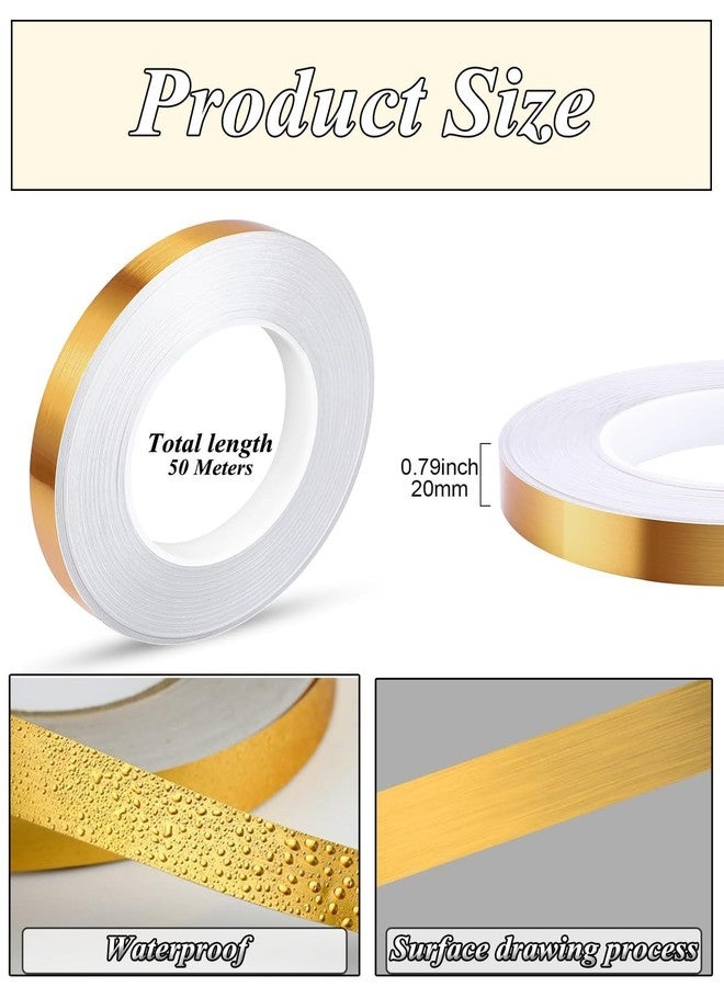 Plexaris Golden Strips for Wall, 50 Meters Golden Tape for Wall Decoration, Mildewproof and Waterproof, Self Adhesive Tiles Stickers for Floor, Gold Tape Trim Strip for Ceiling Floor Cabinet Tile Edge Moulding - Image 2